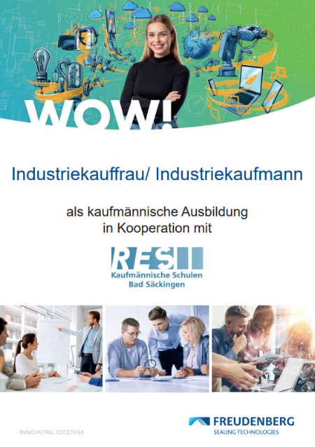 Deckblatt eines Ausbildungsflyers für den Ausbildungsberuf Industriekaufmann (w/m/d)