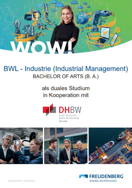 Deckblatt eines Ausbildungsflyers für den Studiengang BWL - Industrie
