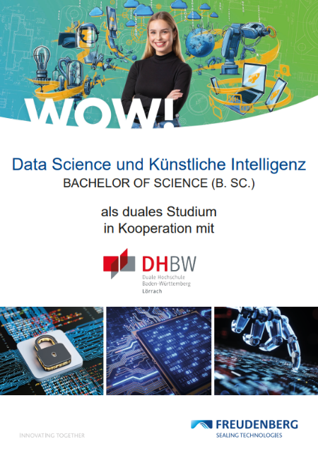 Deckblatt eines Ausbildungsflyers für den Studiengang Data Science und Künstliche Intelligenz