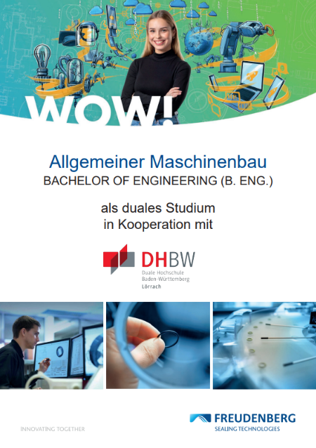 Deckblatt eines Ausbildungsflyers für den Studiengang Maschinenbau